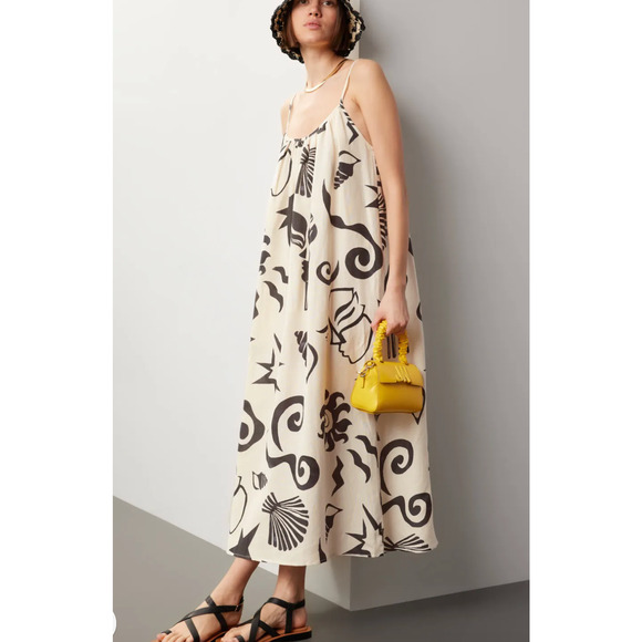 Untitled in Motion Linen Maxi Sundress MEDIUM Babydoll Vacation Dress Beach $354 - Picture 1 of 10